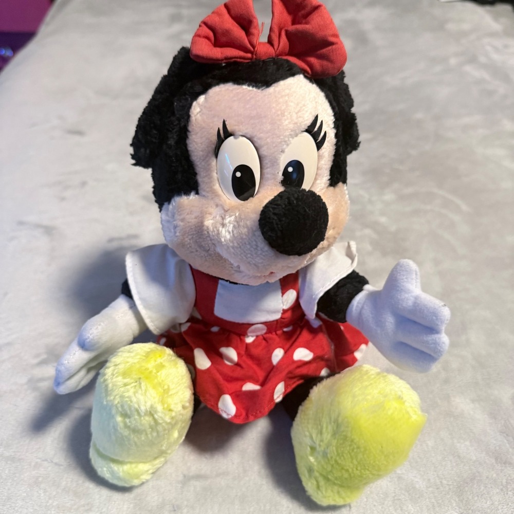 Disney Minnie Mouse Plush Polka Dot Dress 11" Stuffed Animal Vintage